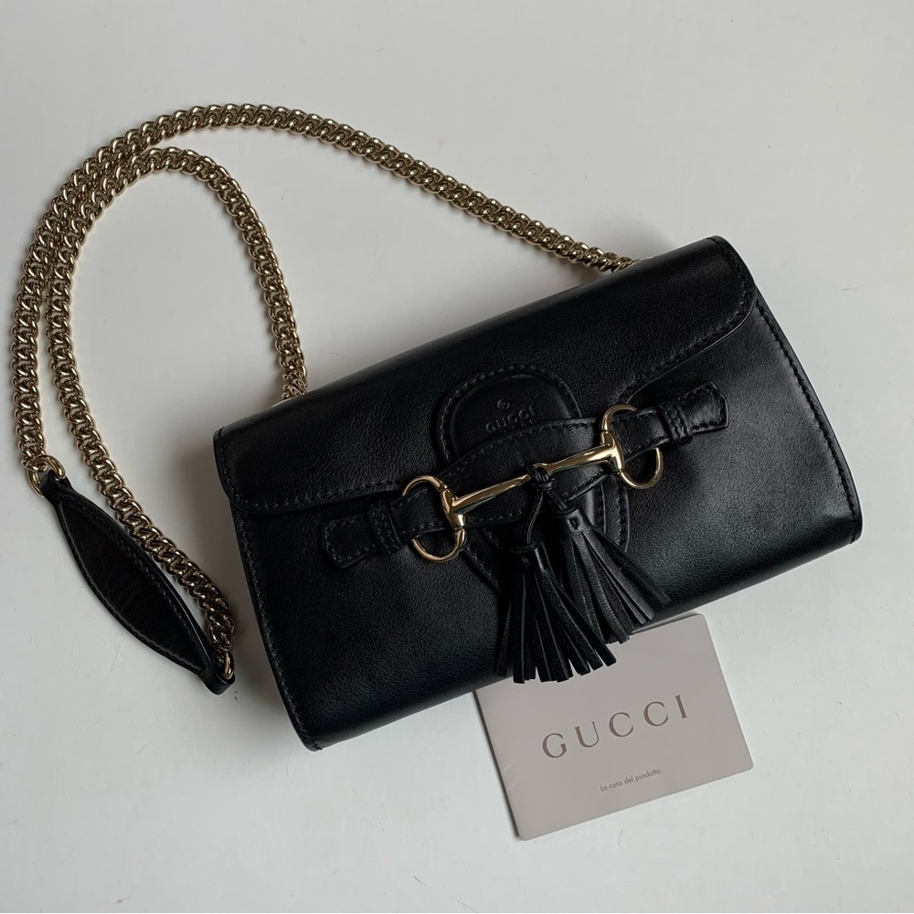 GUCCI Emily Calfskin Horsebit Tassle Chain Small Bag - Picture 4 of 17